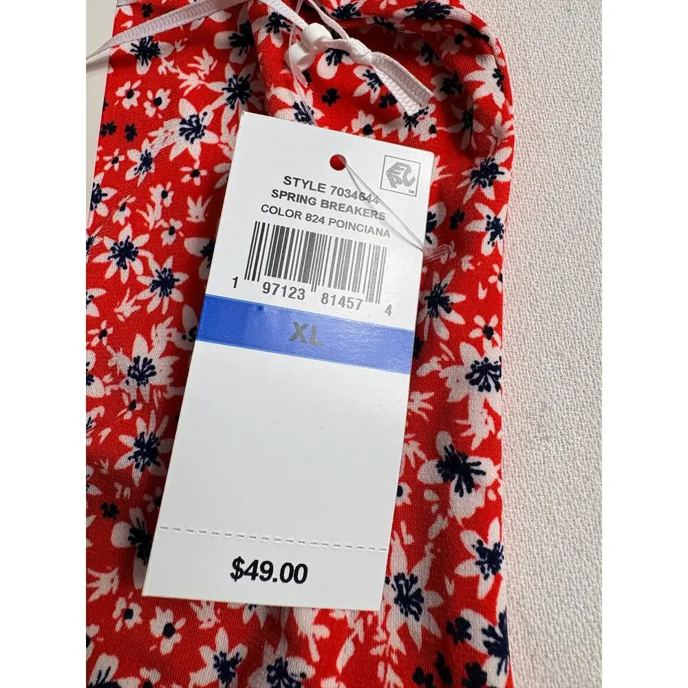 CeCe Women's Floral Blouse Size XL Scoop Neck 3/4 Sleeve Orange Knit Top NEW - Picture 10 of 10